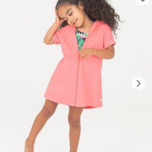 Ruffle Butts Bubble Gum Pink Hooded Cover-Up for Kids